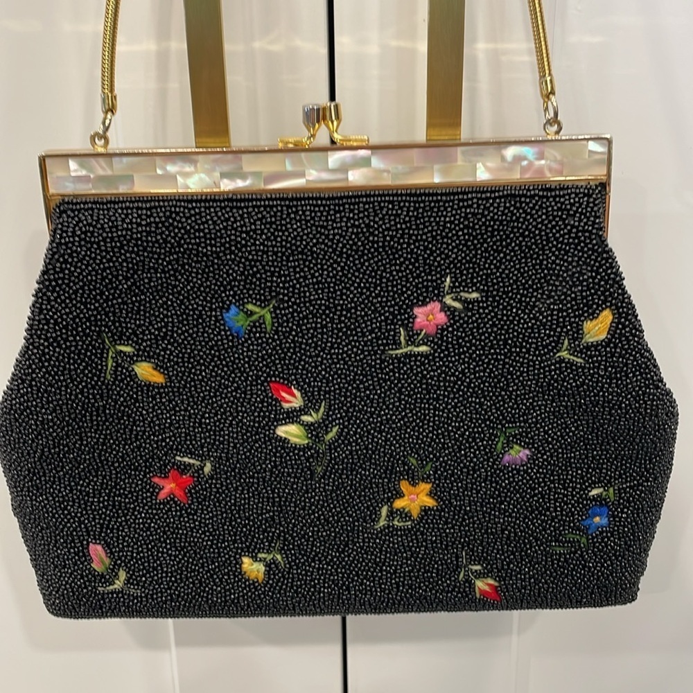 Vintage Glass Beaded/Embroidered Handbag - Picture 6 of 14